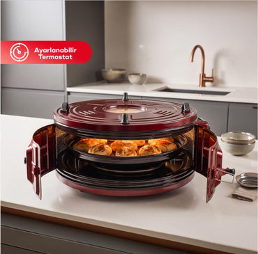 SAMDAN  1007 Lux Elektrisch Rundofen Pizzaofen mit Thermostat 42 L 1300 Watt