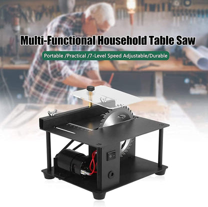 Mini-Tischkreissäge multifonctionnel, Geschwindigkeit réglable, avec Polier-, Schnitz- et Bohrfunktionen pour les travailleurs à domicile