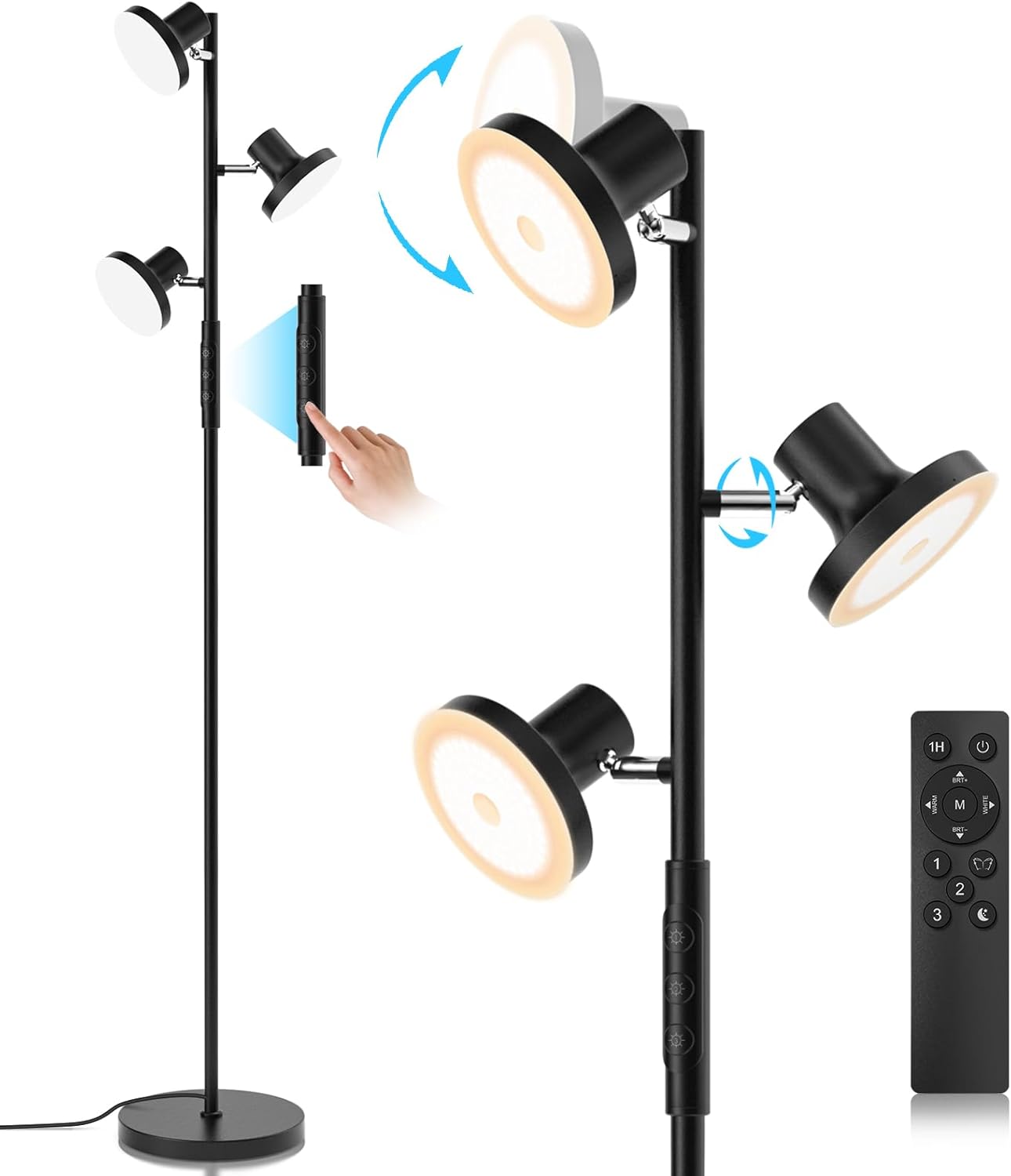 SIBRILLE Stehlampe LED Dimmbar, 36W Fluter Fluter Dimmbar 2500LM mit Fernbedienung &amp; Berührung 2700K-6500K