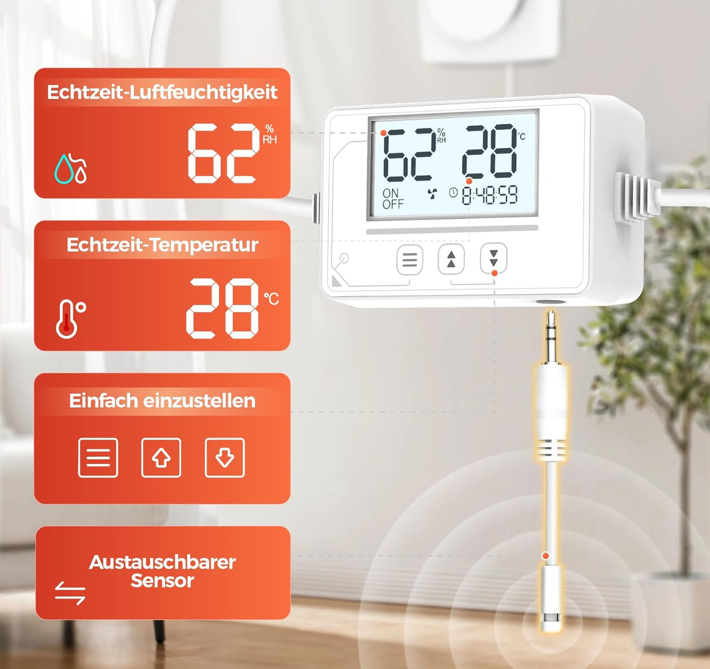 Sbonni Badlüfter mit Feuchtigkeitssensor Temperatursensor Timer 100mm P117