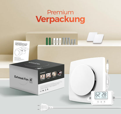 Sbonni Badlüfter mit Feuchtigkeitssensor Temperatursensor Timer 100mm P117