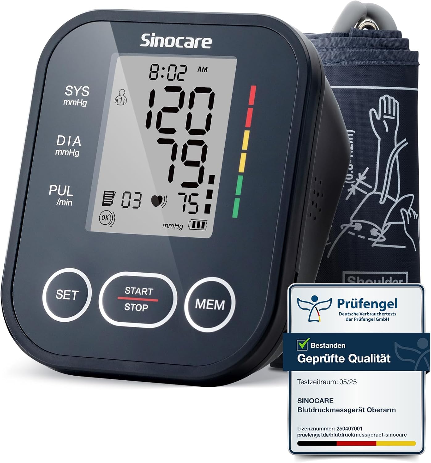 Sinocare Blutdruckmessgerät Oberarm, Vollautomatisches Blutdruck Messgerät