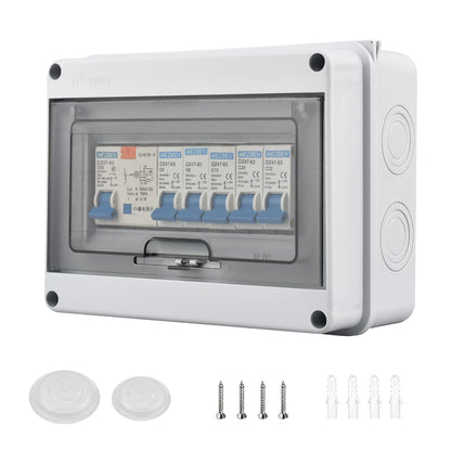 Sicherungskasten Aufputz IP65, Verteilerdose Wasserdicht, 5 Wege Leistungsschalter 63A