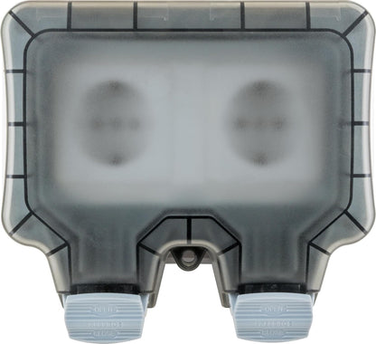 SCHWAIGER SOAD0200 Außensteckdose für Winkelstecker 2-fach, Schnappverschluss, UV-beständig