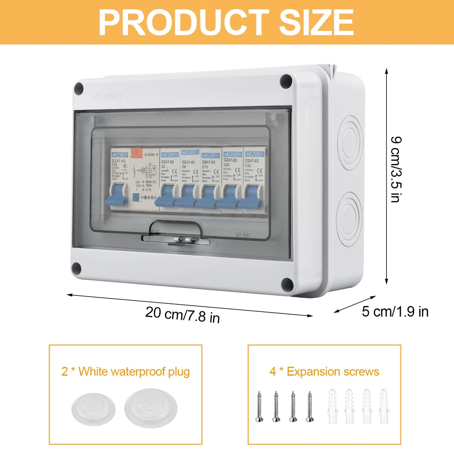 Sicherungskasten Aufputz IP65, Verteilerdose Wasserdicht, 5 Wege Leistungsschalter 63A