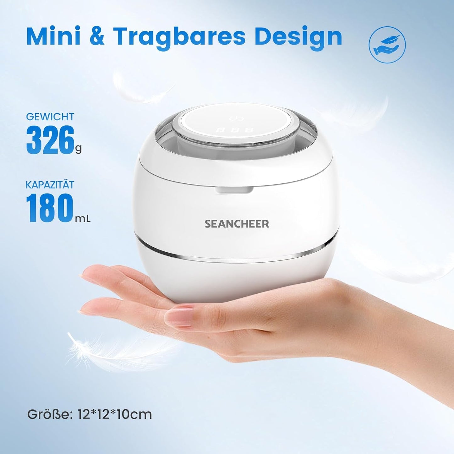 Seancheer Ultraschallreinigungsgerät 48000Hz 24W 180ML Ultrasonic Cleaner mit UV Lampe