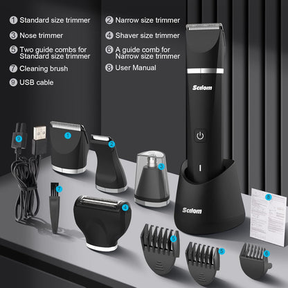 Scdom Intim Rasierer Männer, Body Groomer Men mit USB Kabel Schwarz