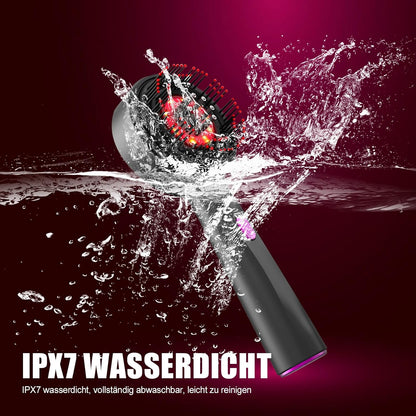 Kopfhaut Massagebürste Elektrisch Kopfmassagegerät mit Rotlicht Serum Flüssigkeitskabine