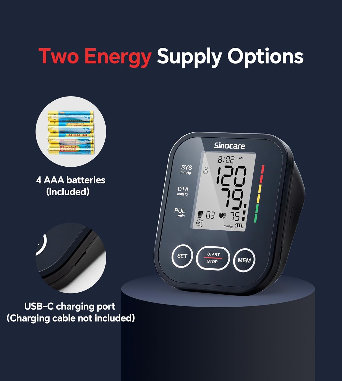 Sinocare Blutdruckmessgerät Oberarm, Vollautomatisches Blutdruck Messgerät