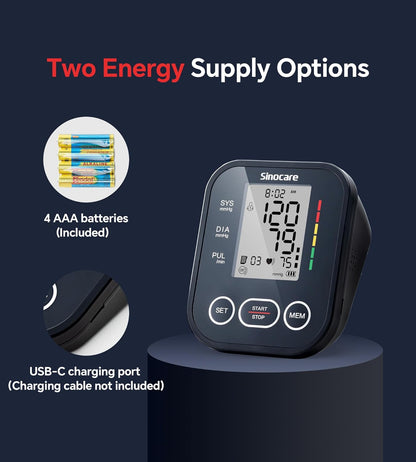 Sinocare Blutdruckmessgerät Oberarm, Vollautomatisches Blutdruck Messgerät