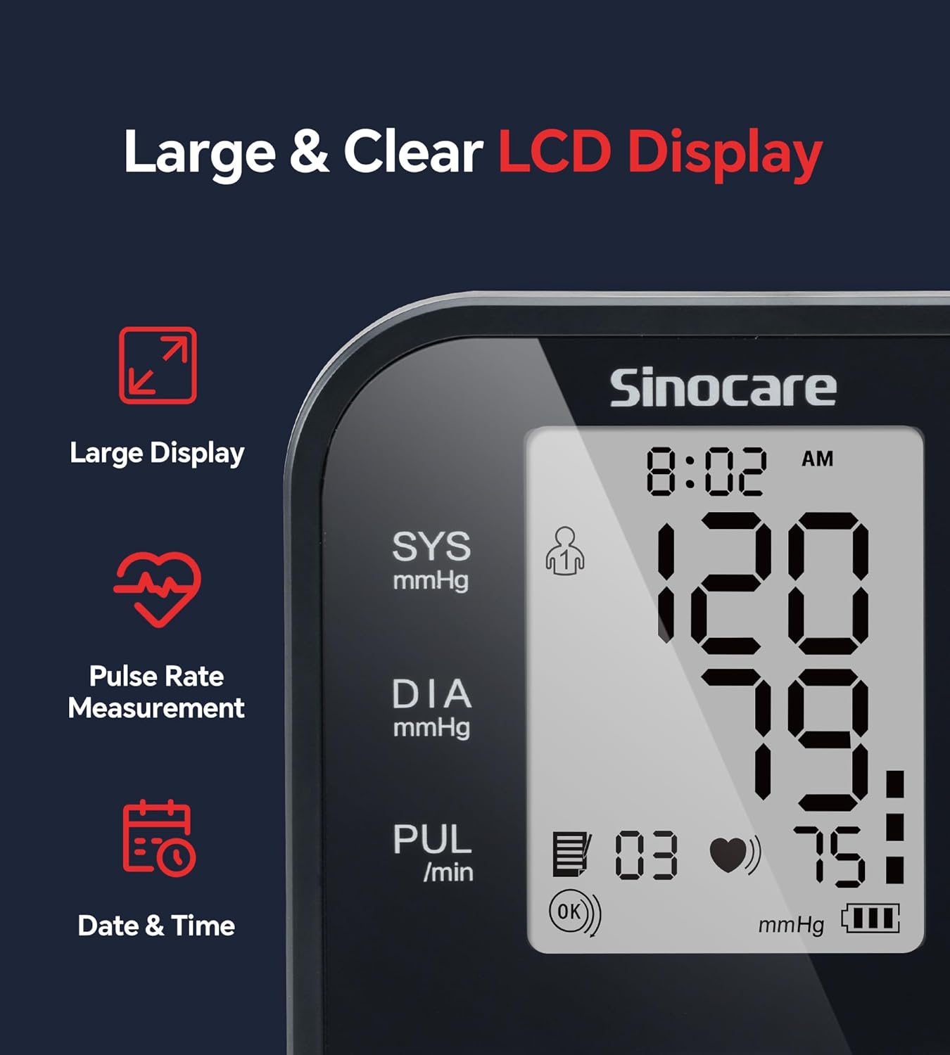 Sinocare Blutdruckmessgerät Oberarm, Vollautomatisches Blutdruck Messgerät