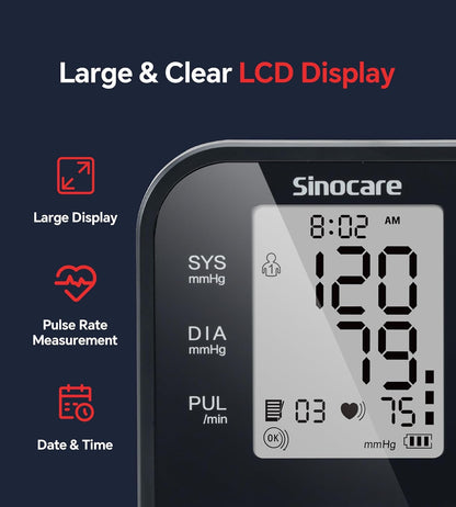Sinocare Blutdruckmessgerät Oberarm, Vollautomatisches Blutdruck Messgerät