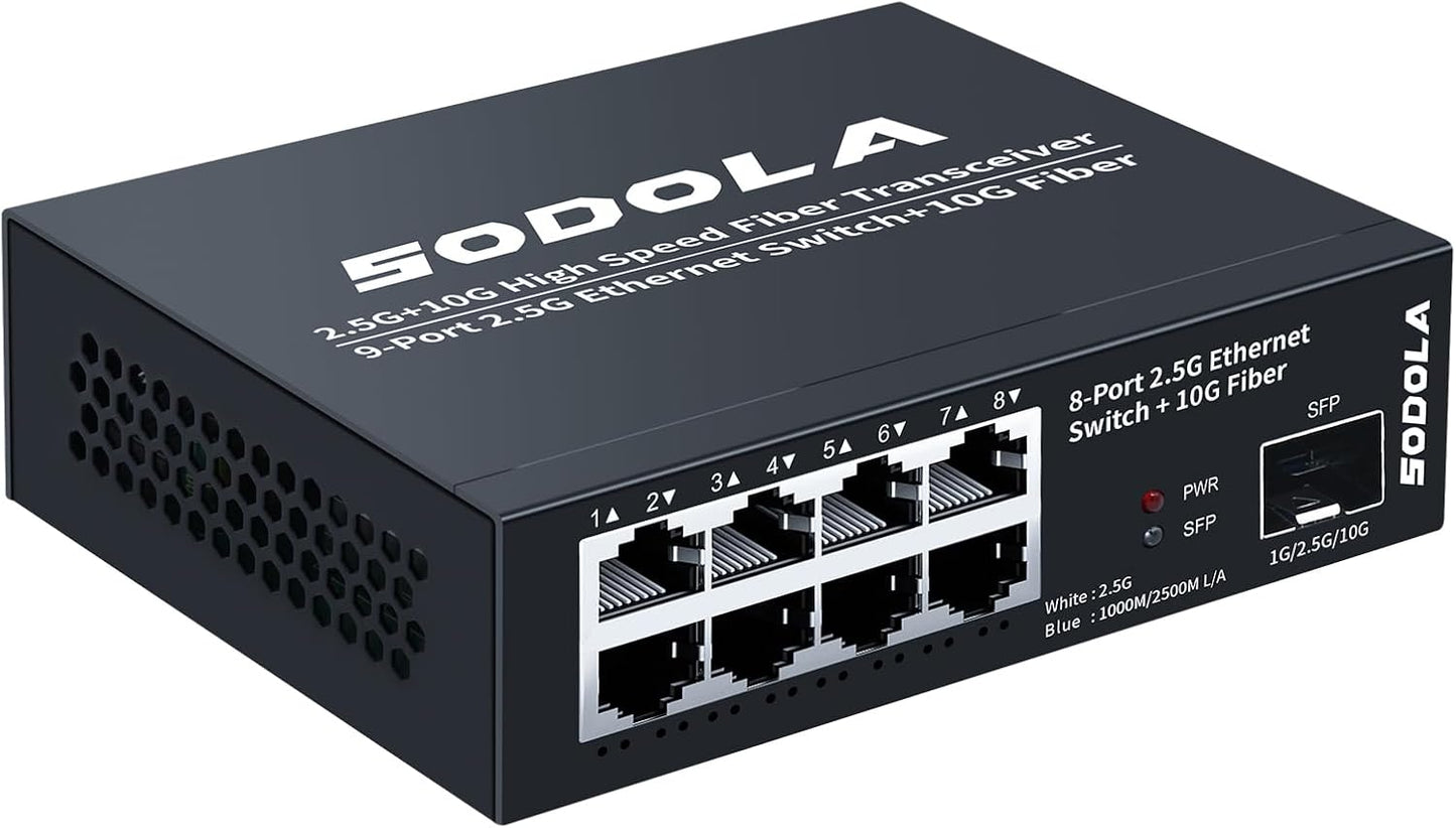 SODOLA 8-Port 2.5 Gbit Switch Unmanaged,8 x 2.5GBASE-T Ports