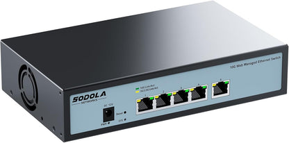 SODOLA 5-Port 10Gbit Easy Web Managed Switch,Netzwerk Switch , 5×10GBase-T Ports