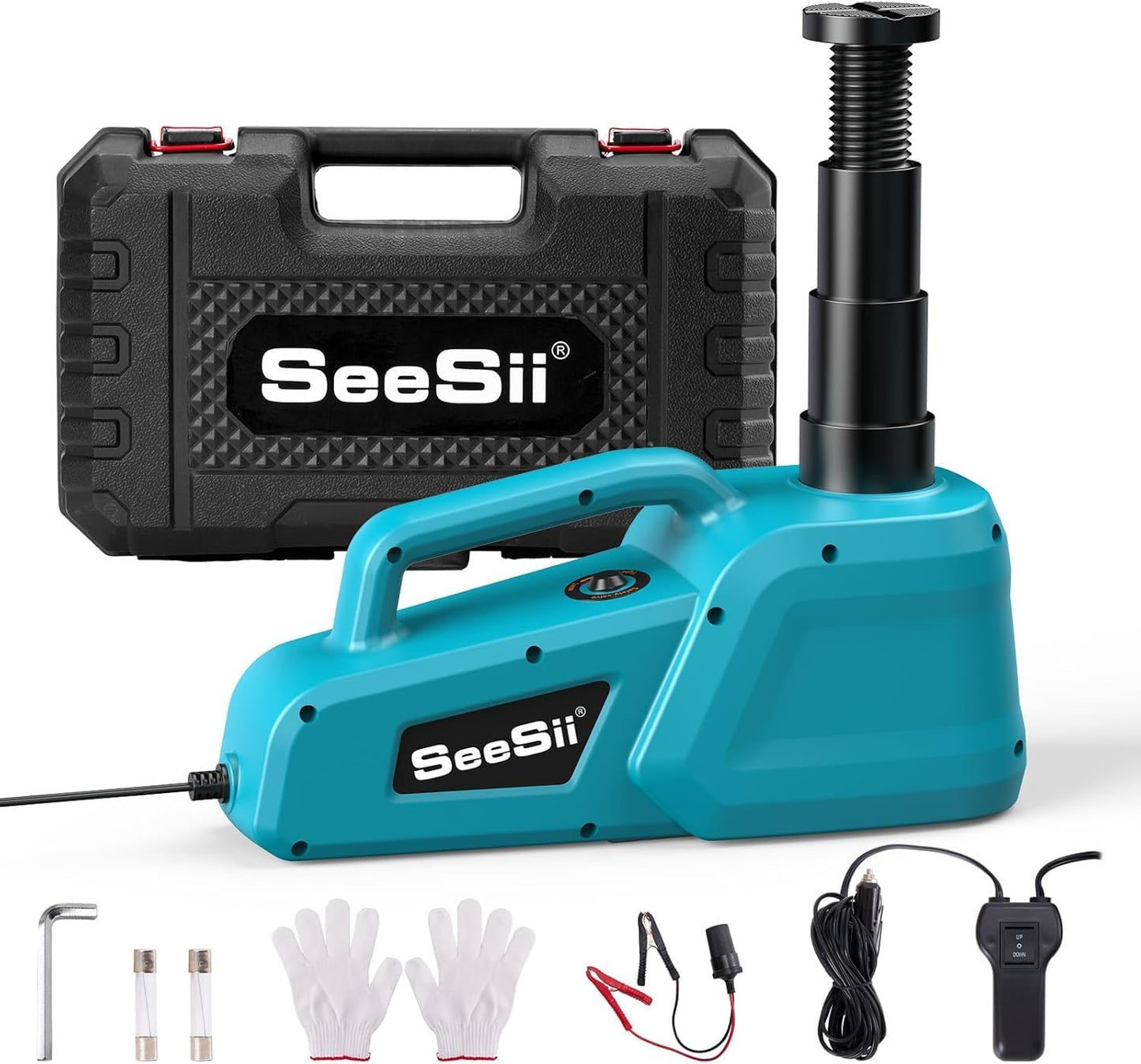 SEESII Wagenheber Hydraulischer 5T 3T: 12V Wagenheber elektrisch mit Fernbedienung & LED Licht,