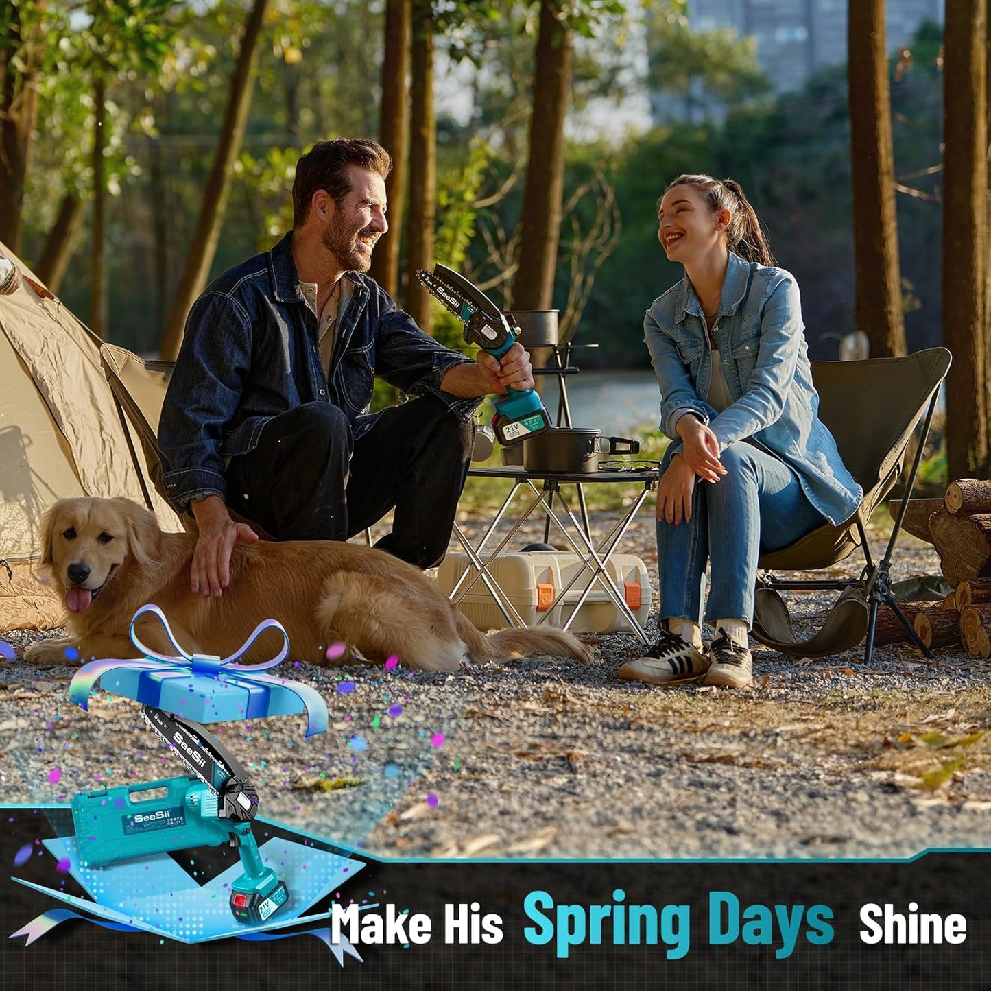 SeeSii Mini Kettensäge avec batterie 8000mAh 6 pouces avec 2 batteries 4000mAh,