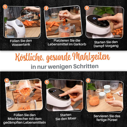 Sweety Fox  Multifunktions Babynahrungszubereiter 7-in-1  Dampfgarer, Mixer, Gläschenwärmer