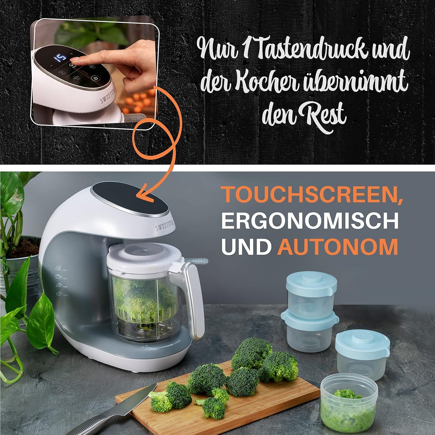 Sweety Fox  Multifunktions Babynahrungszubereiter 7-in-1  Dampfgarer, Mixer, Gläschenwärmer