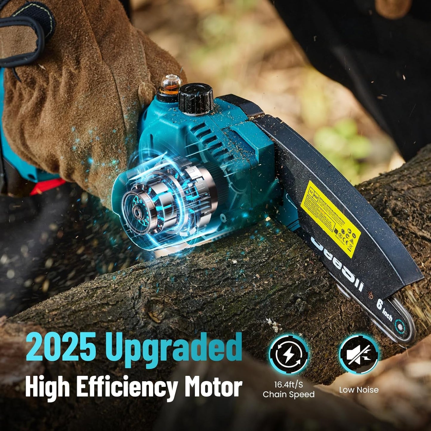 SeeSii Mini Kettensäge avec batterie 8000mAh 6 pouces avec 2 batteries 4000mAh,