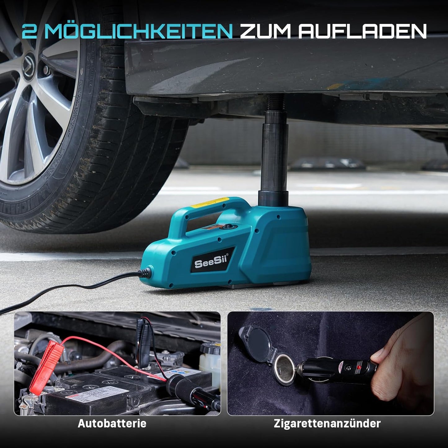 SEESII Wagenheber Hydraulischer 5T 3T: 12V Wagenheber elektrisch mit Fernbedienung & LED Licht,