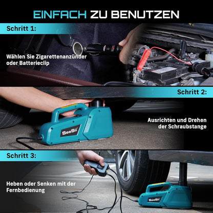 SEESII Wagenheber Hydraulischer 5T 3T: 12V Wagenheber elektrisch mit Fernbedienung & LED Licht,