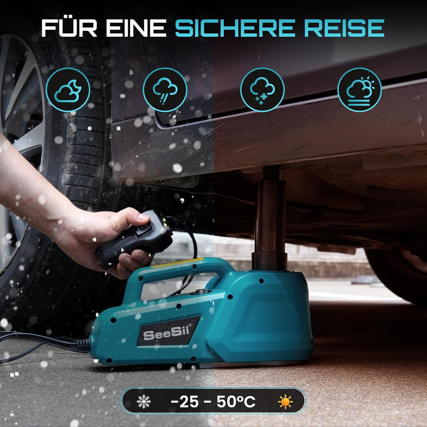 SEESII Wagenheber Hydraulischer 5T 3T: 12V Wagenheber elektrisch mit Fernbedienung & LED Licht,