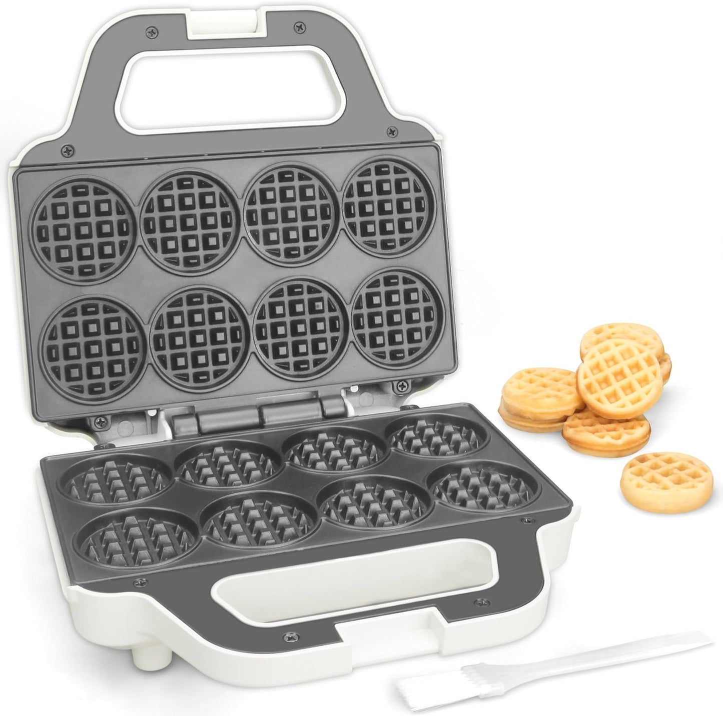 SugarWhisk Mini-Waffelmaschine, Waffeleisen für Kinder, backt 8 x 5cm winzige Waffeln weiß