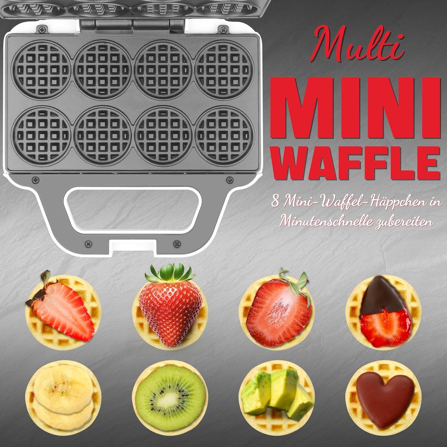 SugarWhisk Mini-Waffelmaschine, Waffeleisen für Kinder, backt 8 x 5cm winzige Waffeln weiß