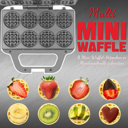 SugarWhisk Mini-Waffelmaschine, Waffeleisen für Kinder, backt 8 x 5cm winzige Waffeln weiß