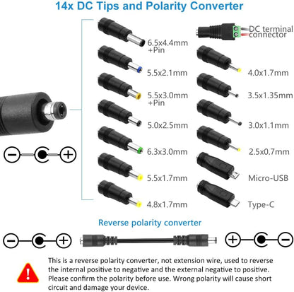 SHNITPWR Universal 3.5V~24V Netzteil 72W 3A AC/DC Schalt-Netzteil Adapter, mit 14 pcs