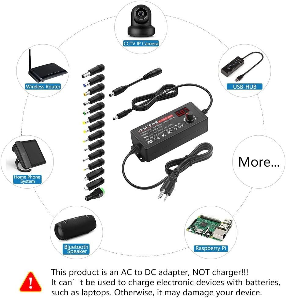 SHNITPWR Universal 3.5V~24V Netzteil 72W 3A AC/DC Schalt-Netzteil Adapter, mit 14 pcs