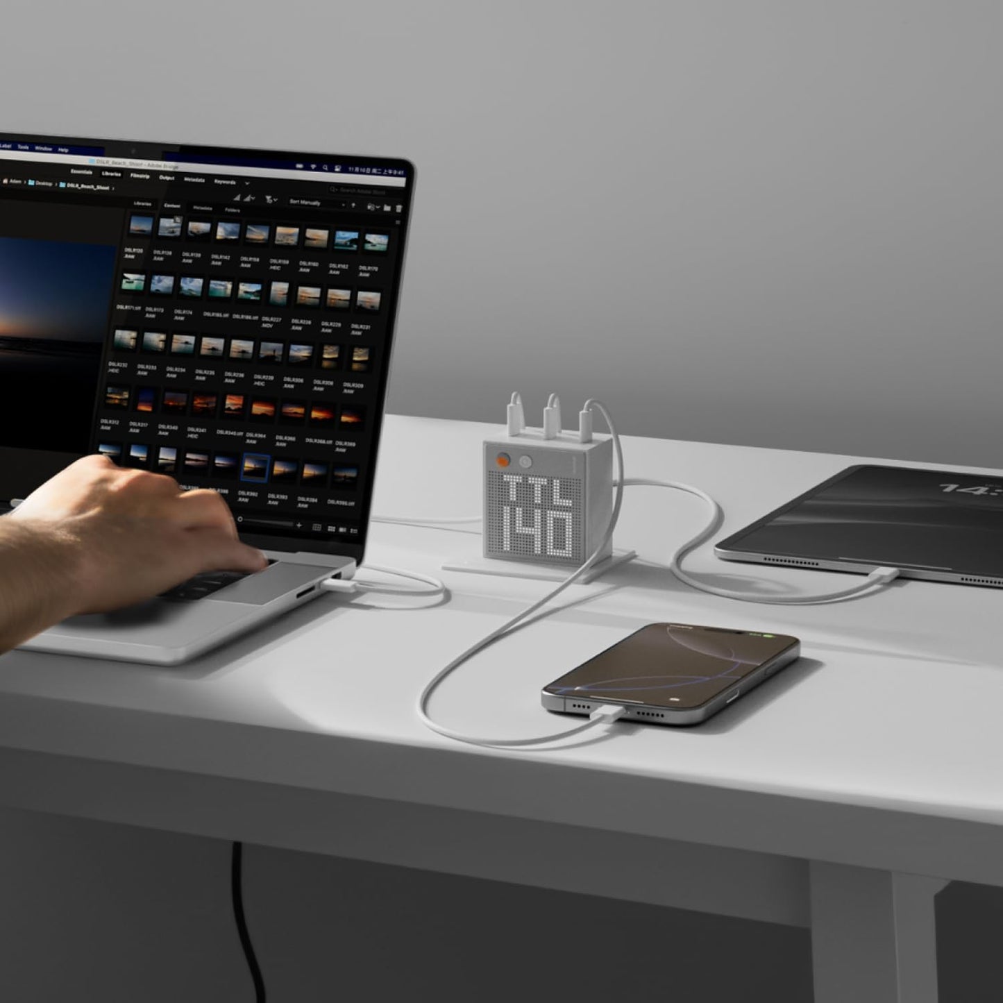 sharge Pixel 140 Laptop Ladegerät, 140W Max USB-C Ladegerät mit Smart Pixel Display