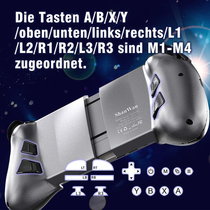 ShanWan Handy Controller für Android/iOS/iPhone15, Smartphone Controller mit Einstellbarer Joystick
