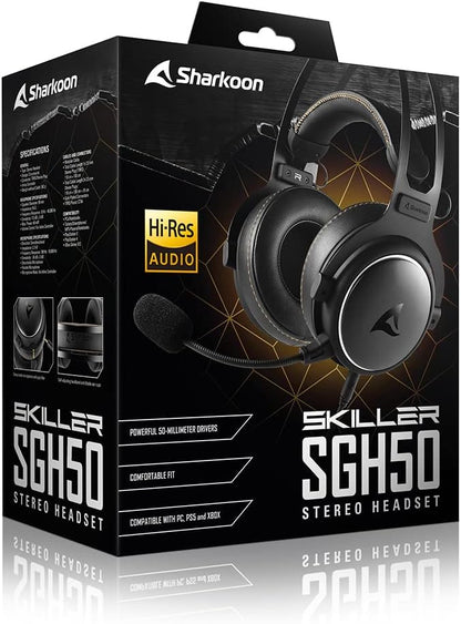 Casque de jeu audio haute résolution Sharkoon Skiller SGH50, noir et blanc