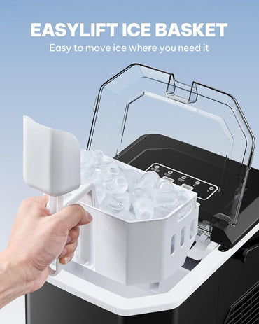 Silonn Eiswürfelmaschine mit Griff-Eiswürfelkorb Ice Maker 9 Eiswürfel/6 Min.