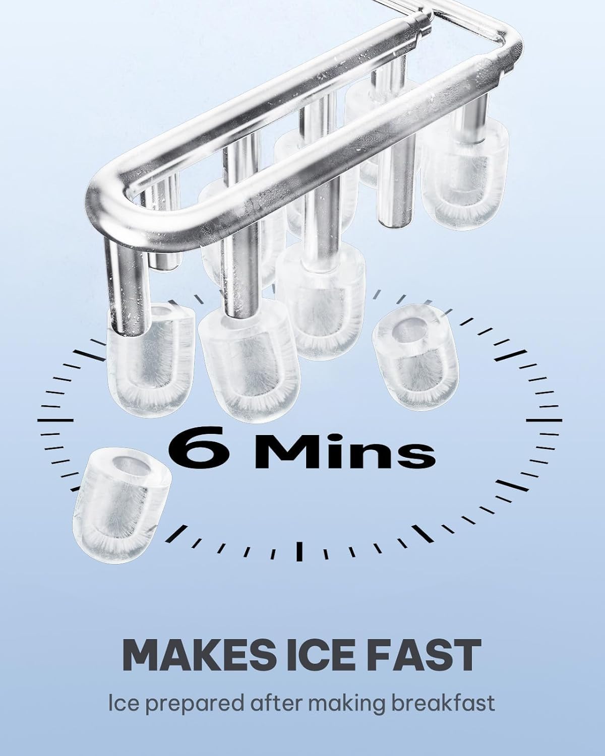Silonn Eiswürfelmaschine mit Griff-Eiswürfelkorb Ice Maker 9 Eiswürfel/6 Min.