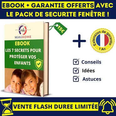 Fenêtre de sécurité pour enfants, 5 pièces, incl. Ebook, sans Bohren, Türblock, Schloss, Haus-Set aus PVC