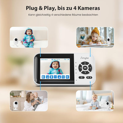 Simyke Intelligenter Babyphone, 7,1 cm (2,8 Zoll) Display, 1080p