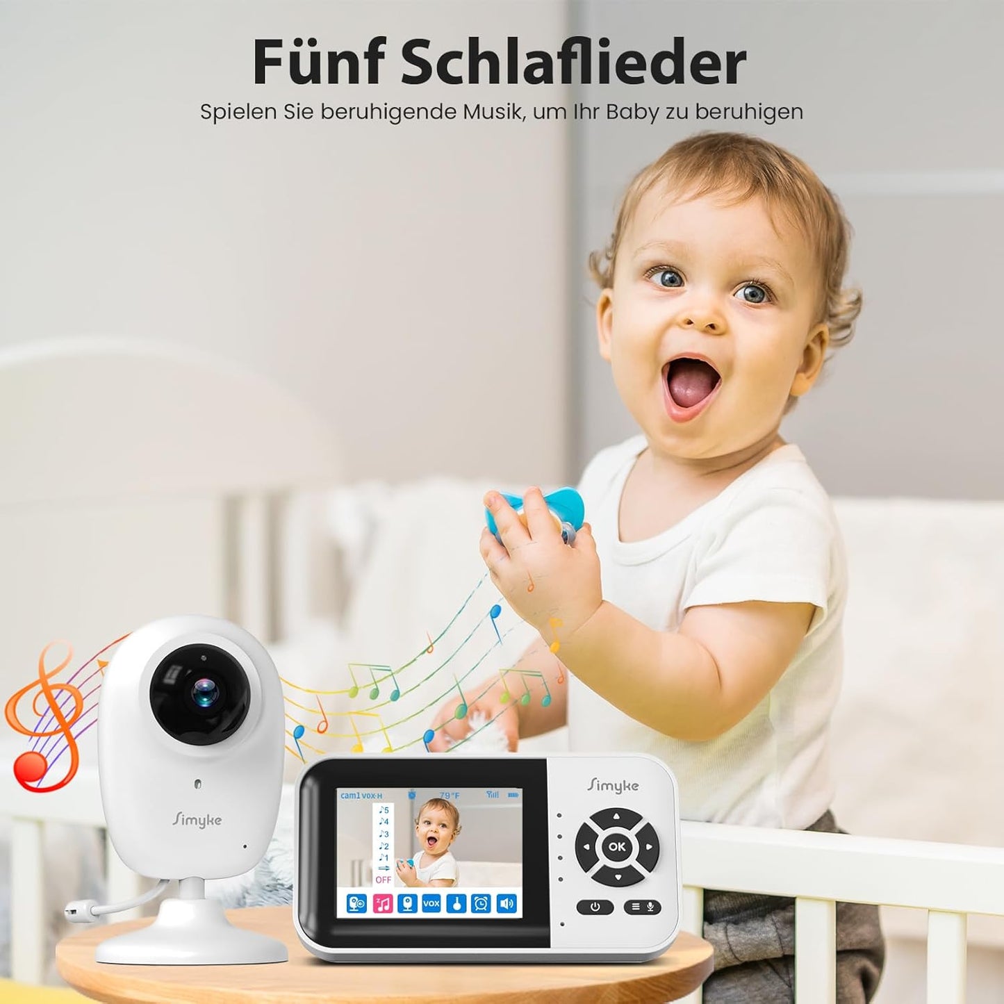 Simyke Intelligenter Babyphone, 7,1 cm (2,8 Zoll) Display, 1080p