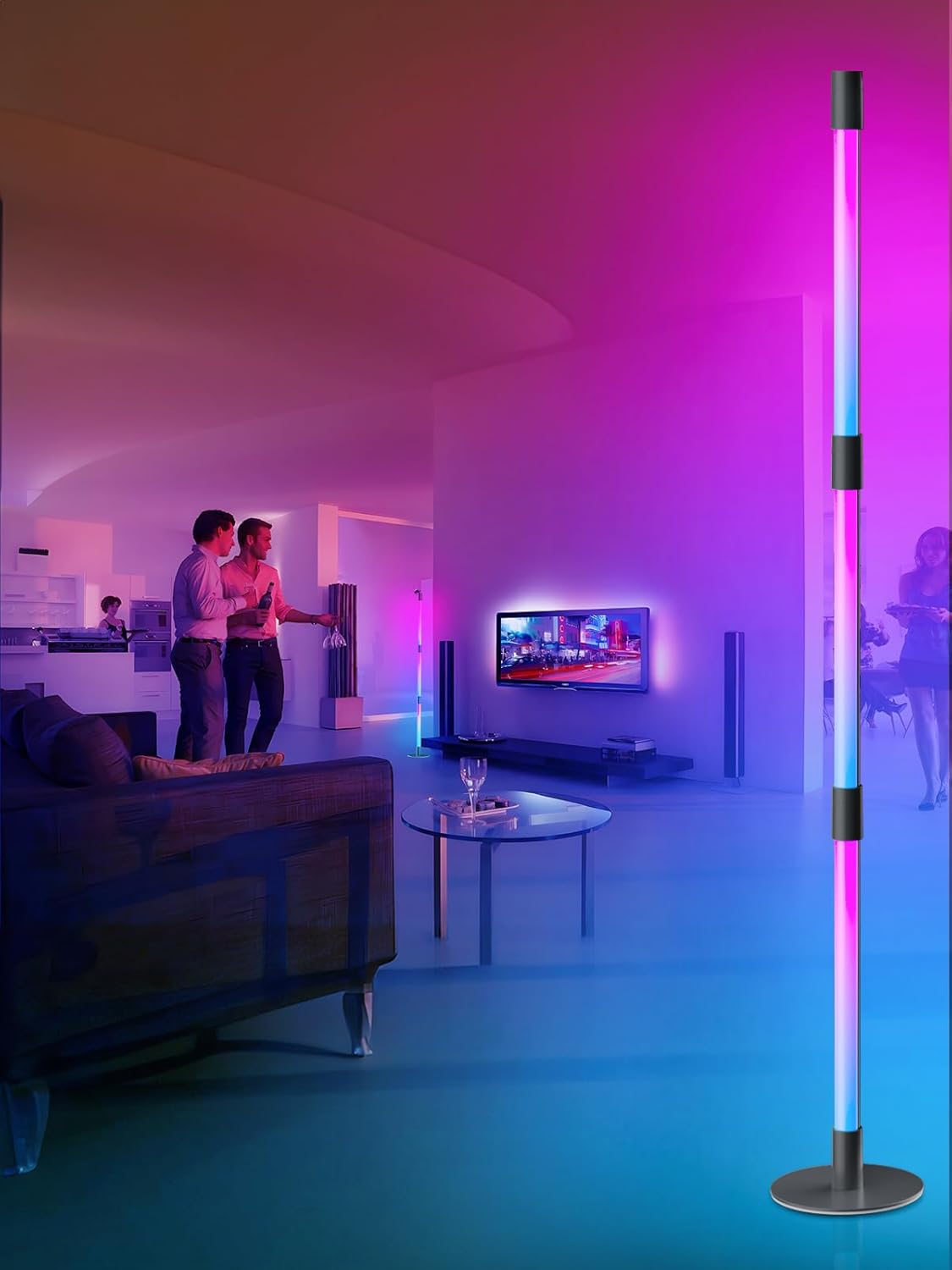 SIGRILL RGB Stehlampe DimmbarLED Lightbar Wallwasher mit Fernbedienung und APP