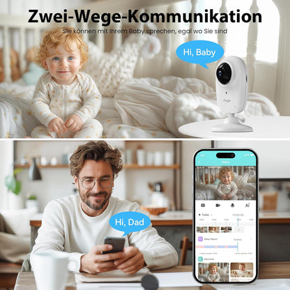 Simyke Intelligenter Babyphone, 7,1 cm (2,8 Zoll) Display, 1080p