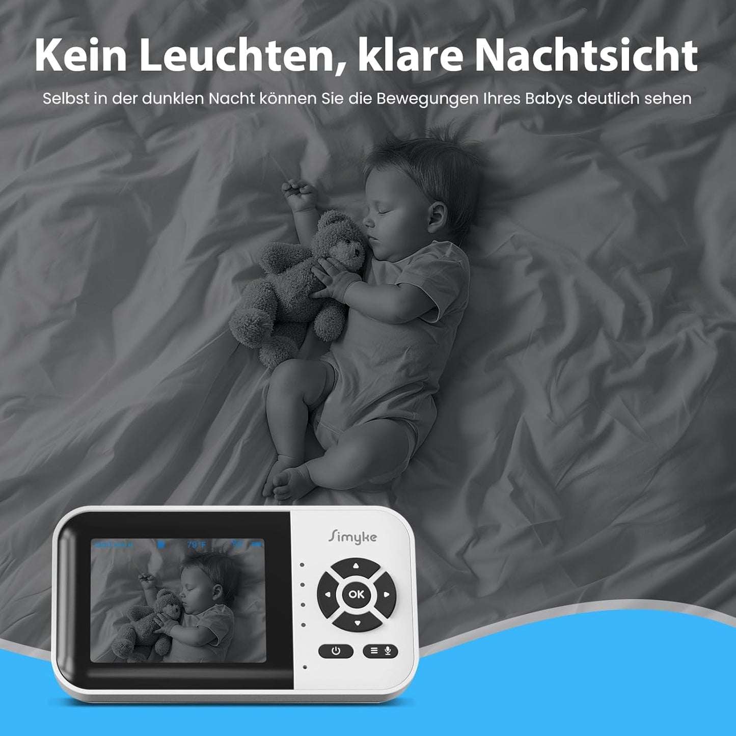 Simyke Intelligenter Babyphone, 7,1 cm (2,8 Zoll) Display, 1080p