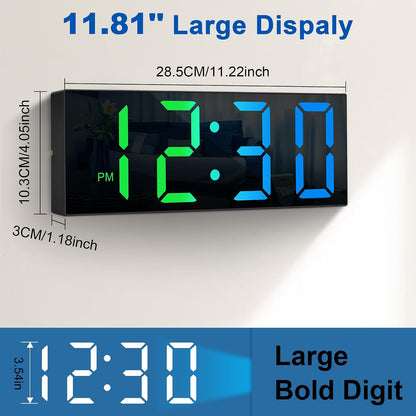 Sukeen Nachtlicht-Wanduhr, Digitaluhr, 30 cm, mit Fernbedienung,8 Farben, Dimmer,