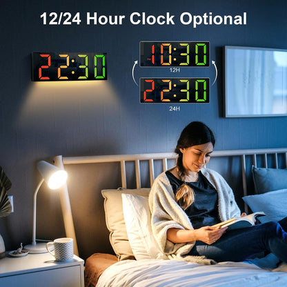 Sukeen Nachtlicht-Wanduhr, Digitaluhr, 30 cm, mit Fernbedienung,8 Farben, Dimmer,
