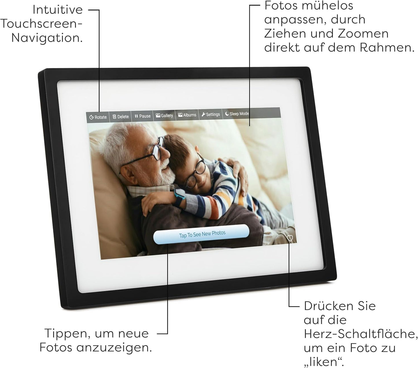 Skylight Frame - WLAN Digitaler Billderrahmen, 10 Zoll Touch-Screen, Schwarz