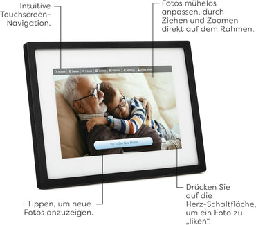 Skylight Frame - WLAN Digitaler Billderrahmen, 10 Zoll Touch-Screen, Schwarz
