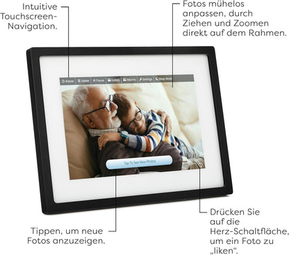 Skylight Frame - WLAN Digitaler Billderrahmen, 10 Zoll Touch-Screen, Schwarz