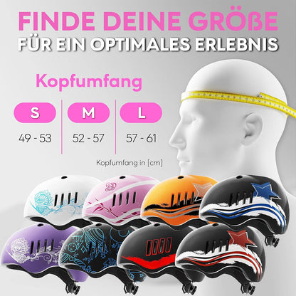 SKATEWIZ Casque de patinage pour enfants et jeunes - Extrêmement léger - FIDLOCK Magnetschnalle - Taille S - 49-53 cm; Rose 