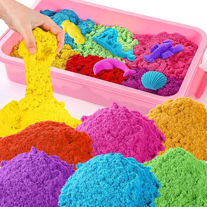 Play Sand mit Sensory Bin Spielzeug für Kinder 8 lb von 7 farbigen Bulk Magic Sand mit Sandkasten
