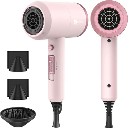 Slopehill Ionen Haartrockner 1800W AC Motor Föhn Schnelltrocknen Fön Diffusor & Stylingdüse Rosa